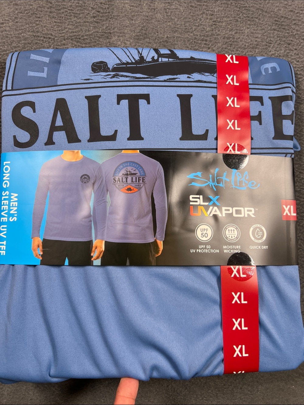Salt Life Men's Long Sleeve Performance Shirt - Light Blue